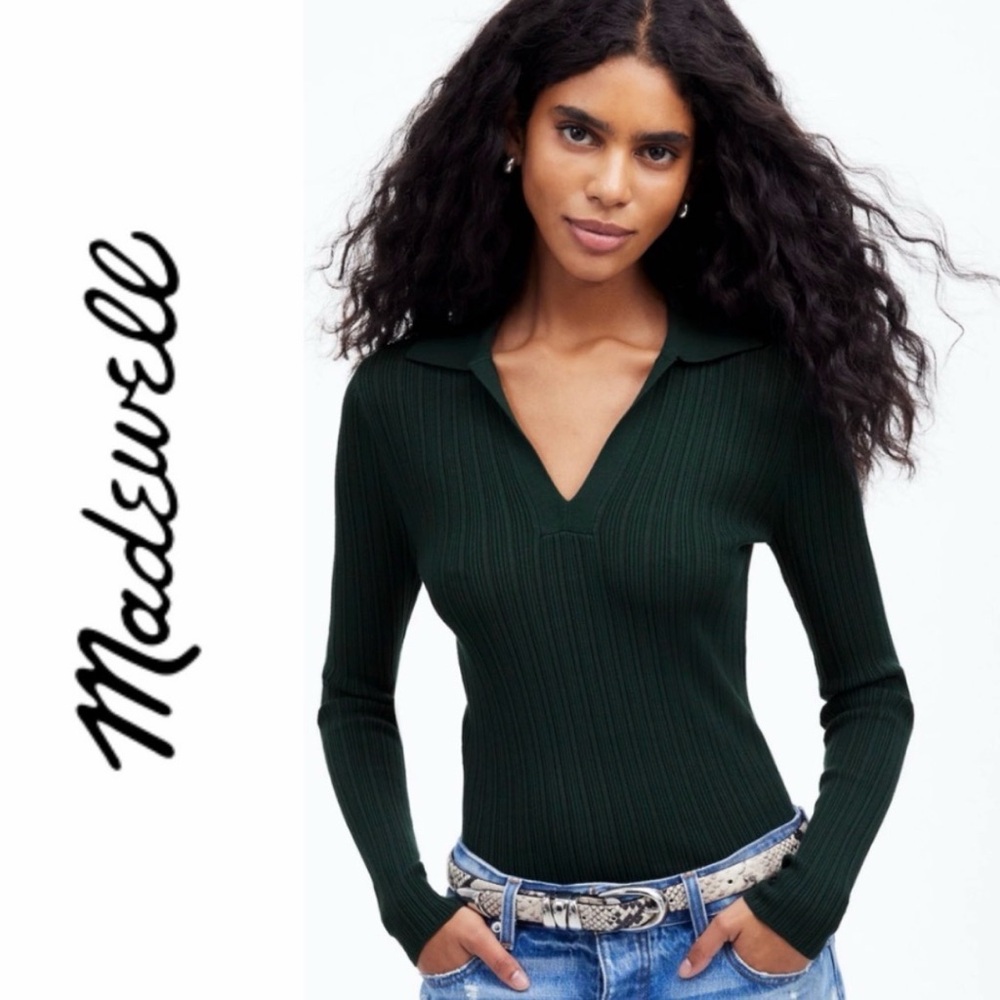 Madewell Green long sleeve collared sweater